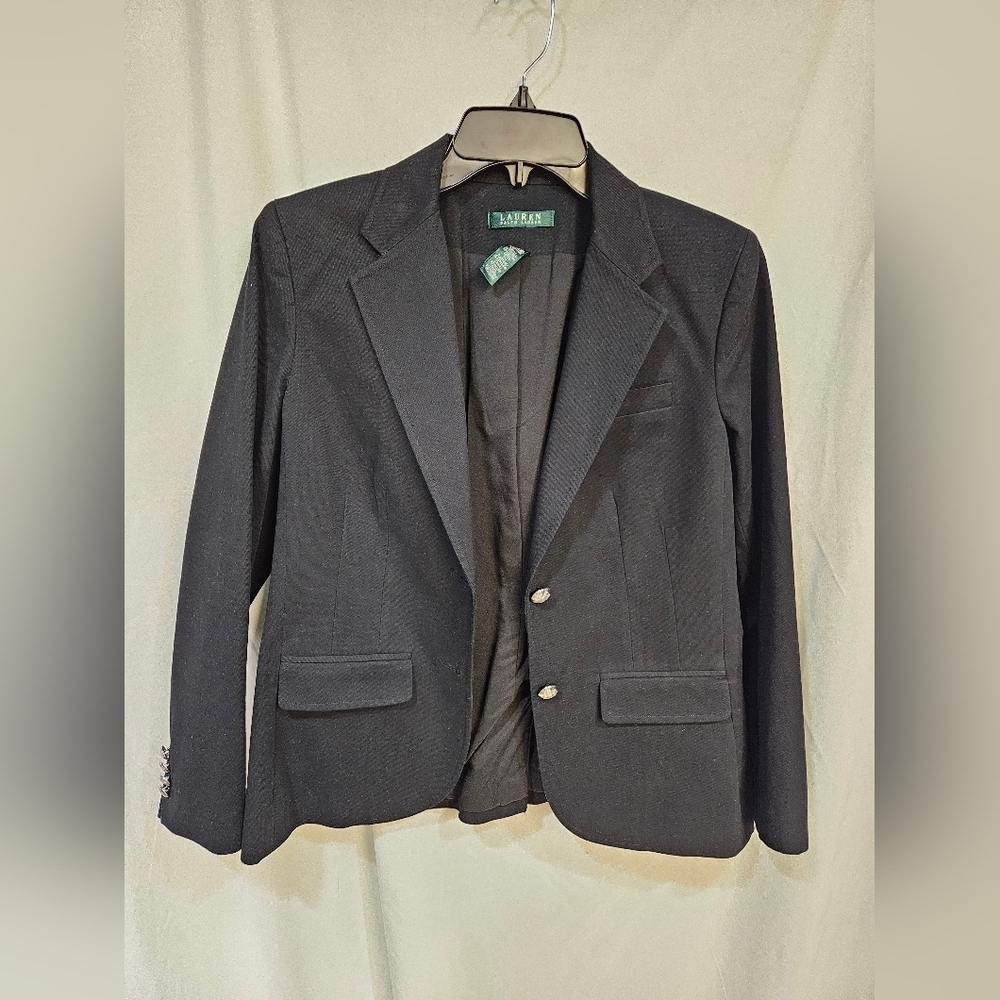 Lauren Ralph Lauren Black 2-Button Blazer Jacket Size 8
